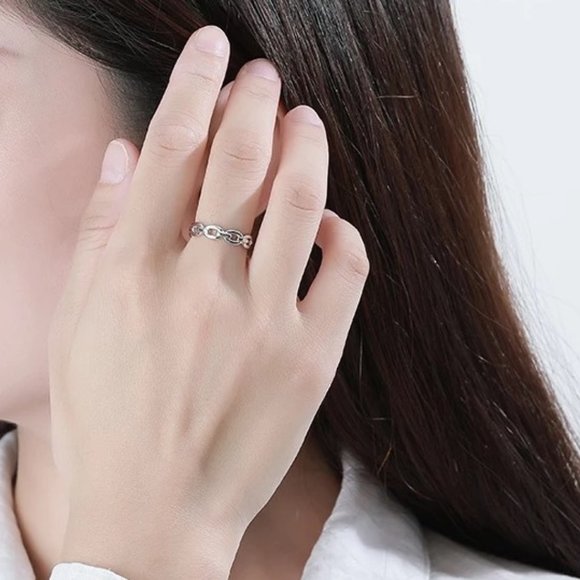 Sterling silver adjustable shank Chain link ring - Picture 7 of 12